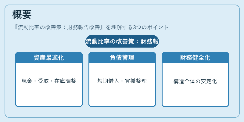 概要（流動比率の改善策：財務報告改善）の図解