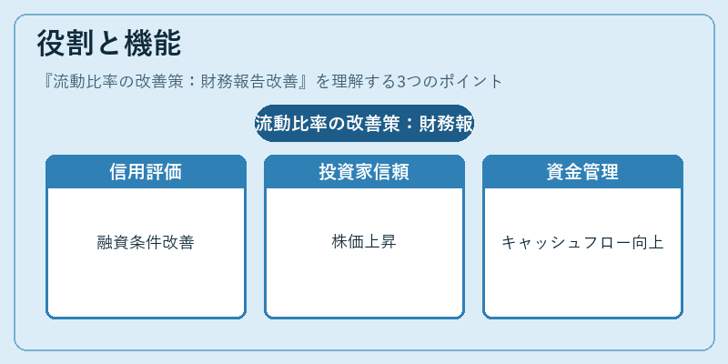 役割と機能（流動比率の改善策：財務報告改善）の図解