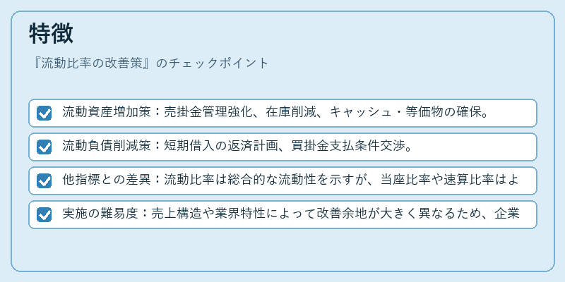 特徴（流動比率の改善策）の図解
