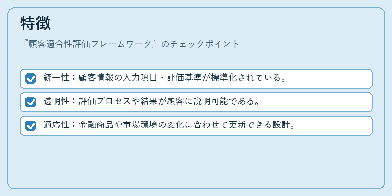 特徴(顧客適合性評価フレームワーク)の図解