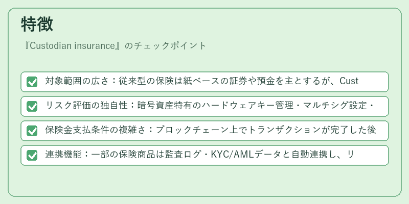 特徴（Custodian insurance）の図解