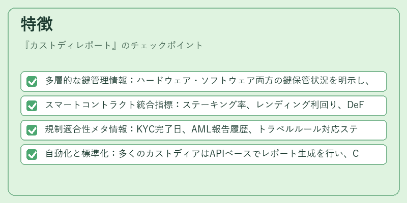 特徴（カストディレポート）の図解