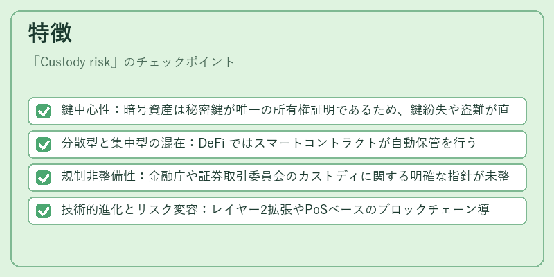 特徴（Custody risk）の図解