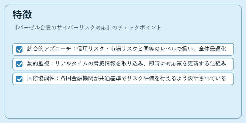 特徴（バーゼル合意のサイバーリスク対応）の図解