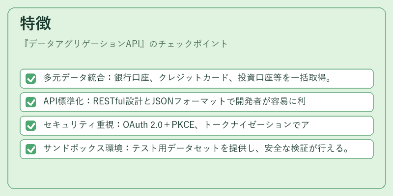 特徴（データアグリゲーションAPI）の図解