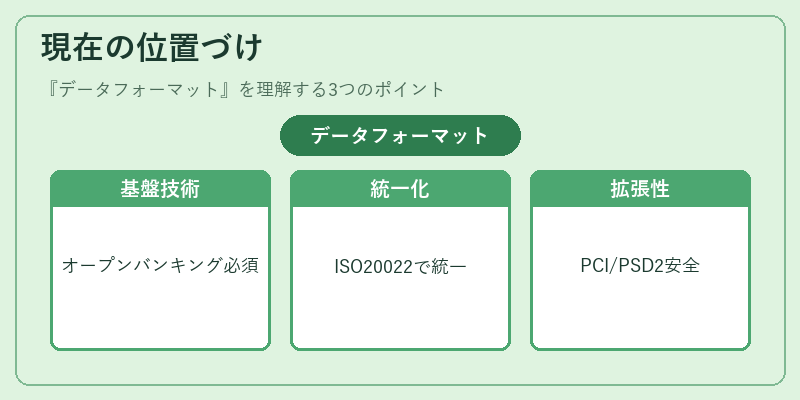現在の位置づけ（データフォーマット）の図解