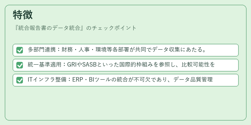 特徴(統合報告書のデータ統合)の図解