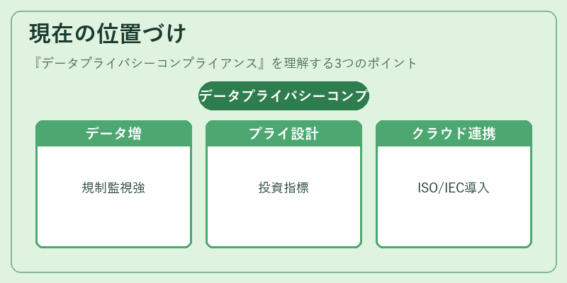現在の位置づけ(データプライバシーコンプライアンス)の図解