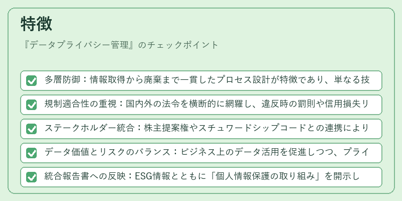 特徴（データプライバシー管理）の図解