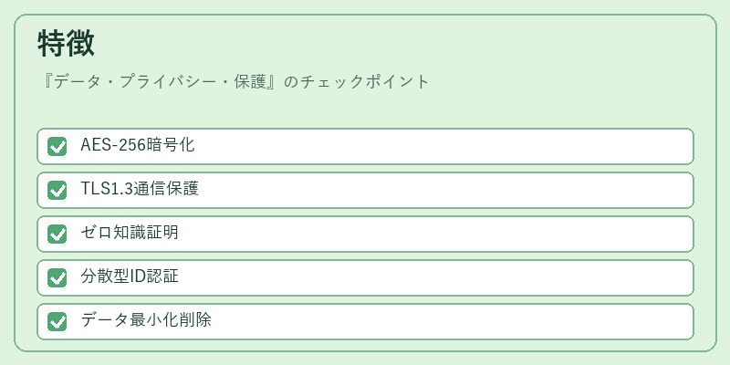 特徴（データ・プライバシー・保護）の図解
