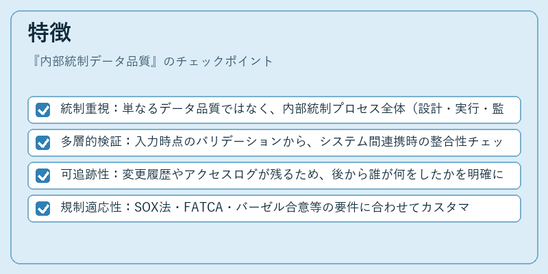 特徴（内部統制データ品質）の図解