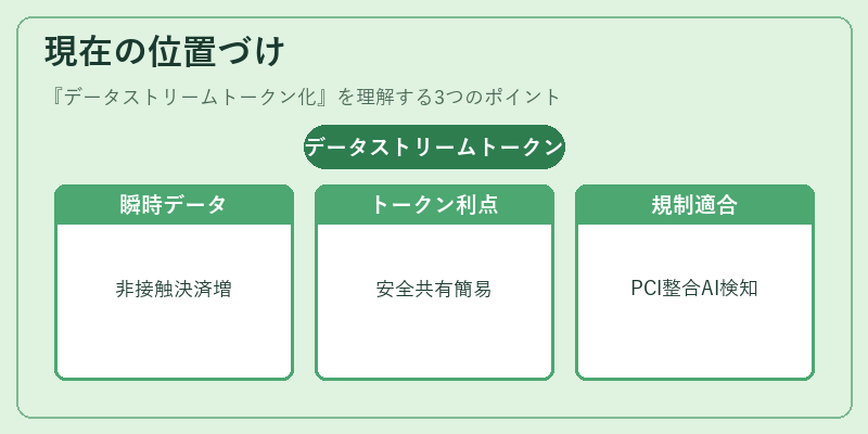 現在の位置づけ（データストリームトークン化）の図解