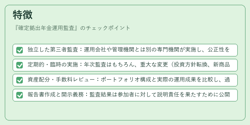 特徴(確定拠出年金運用監査)の図解