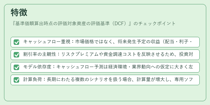 特徴（基準価額算出時点の評価対象資産の評価基準（DCF））の図解