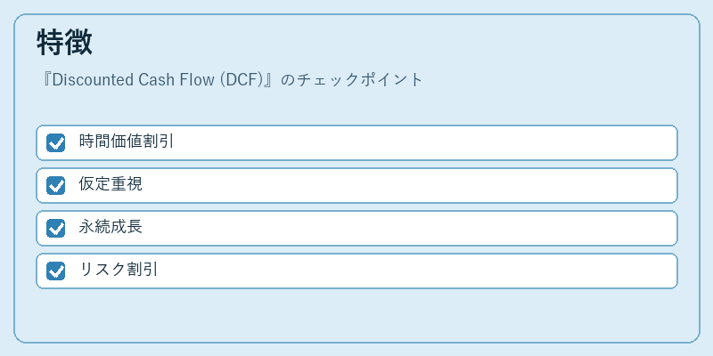 特徴（Discounted Cash Flow (DCF)）の図解