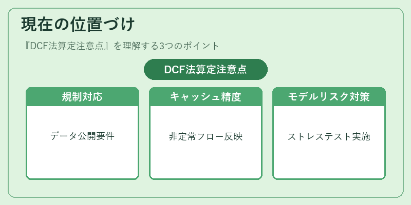 現在の位置づけ(DCF法算定注意点)の図解