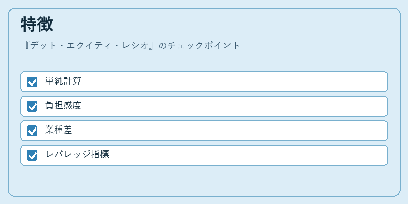 特徴（デット・エクイティ・レシオ）の図解