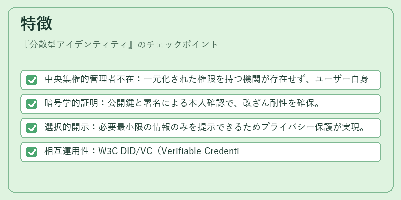 特徴(分散型アイデンティティ)の図解
