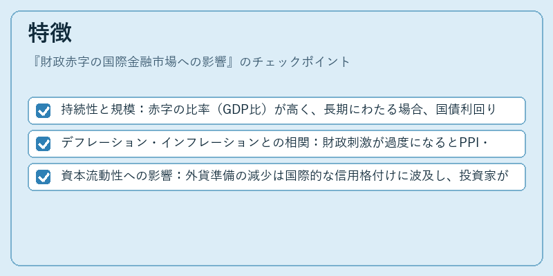 特徴（財政赤字の国際金融市場への影響）の図解