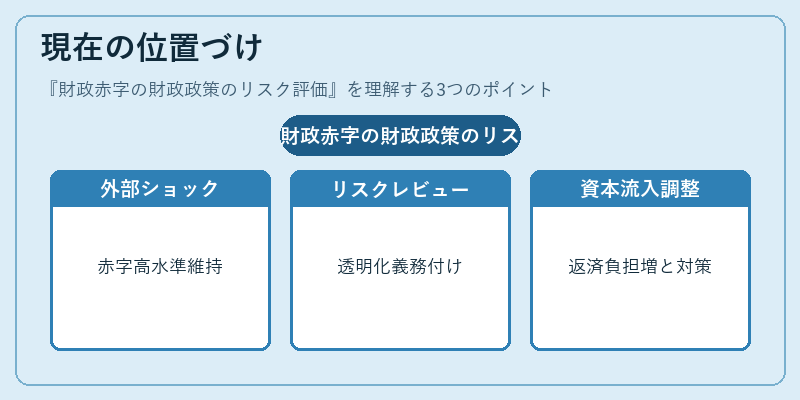 現在の位置づけ(財政赤字の財政政策のリスク評価)の図解