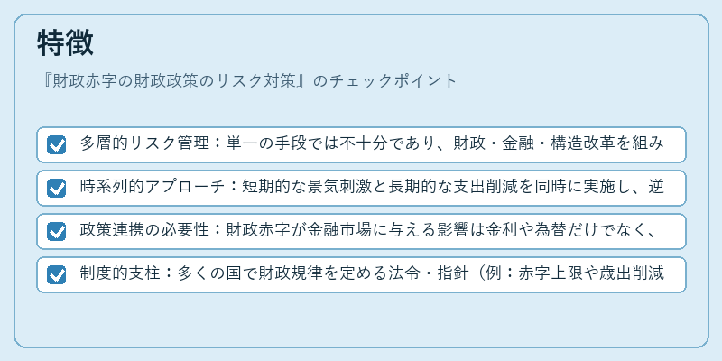 特徴（財政赤字の財政政策のリスク対策）の図解