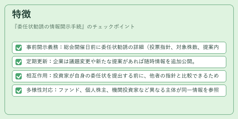 特徴（委任状勧誘の情報開示手続）の図解