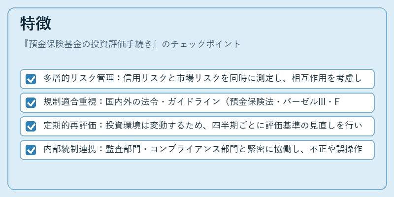 特徴（預金保険基金の投資評価手続き）の図解