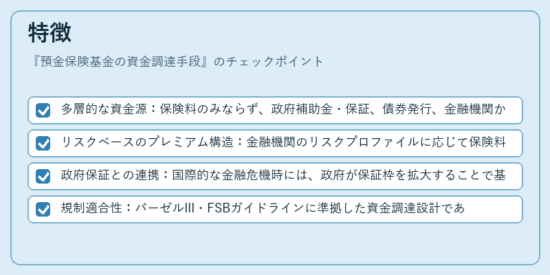 特徴（預金保険基金の資金調達手段）の図解