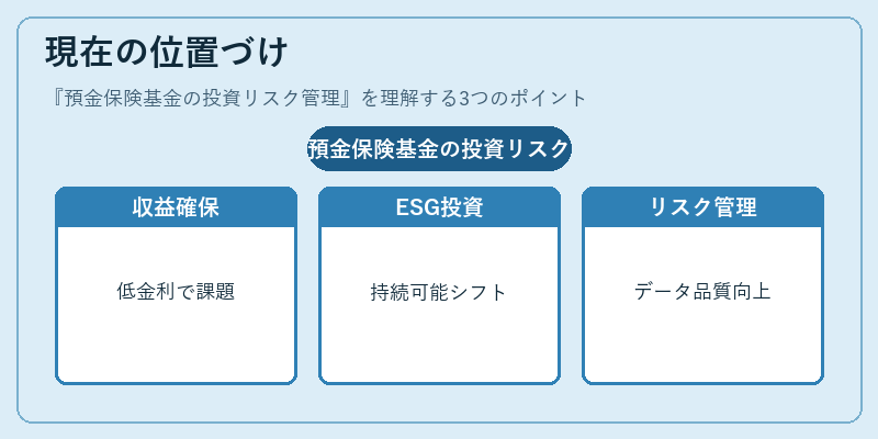 現在の位置づけ(預金保険基金の投資リスク管理)の図解
