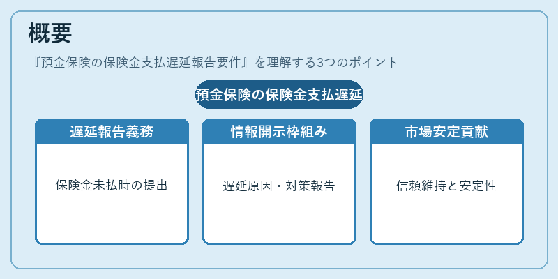 概要（預金保険の保険金支払遅延報告要件）の図解