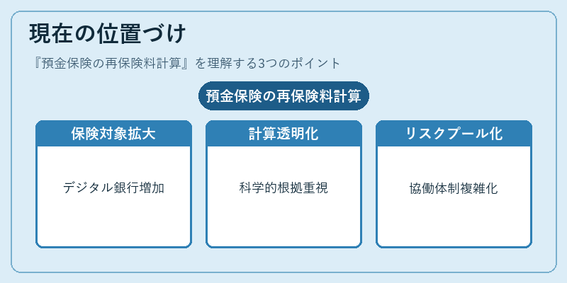 現在の位置づけ（預金保険の再保険料計算）の図解