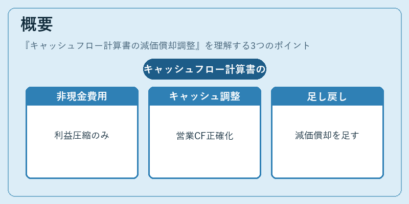 概要（キャッシュフロー計算書の減価償却調整）の図解