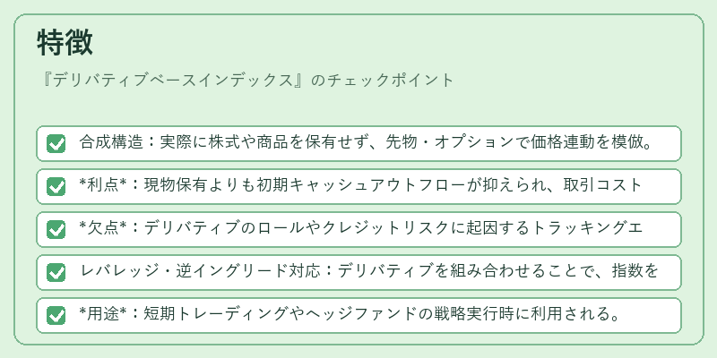 特徴(デリバティブベースインデックス)の図解