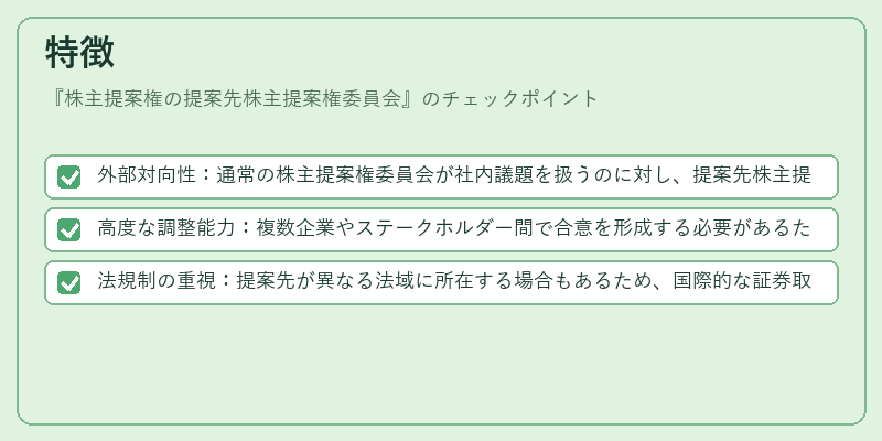 特徴(株主提案権の提案先株主提案権委員会)の図解