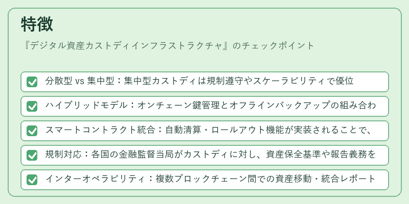 特徴(デジタル資産カストディインフラストラクチャ)の図解