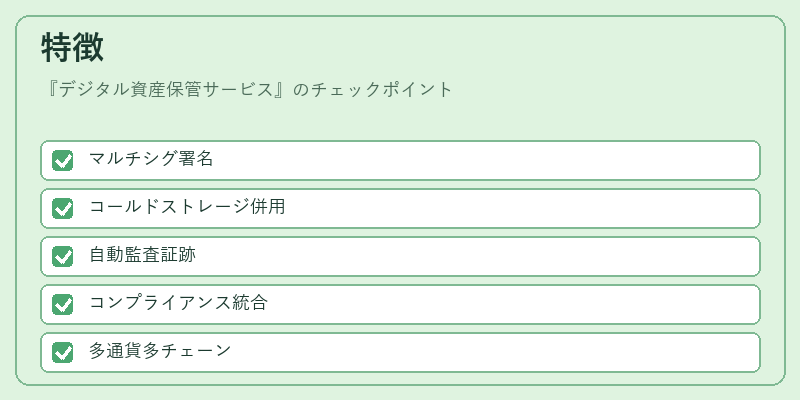 特徴（デジタル資産保管サービス）の図解