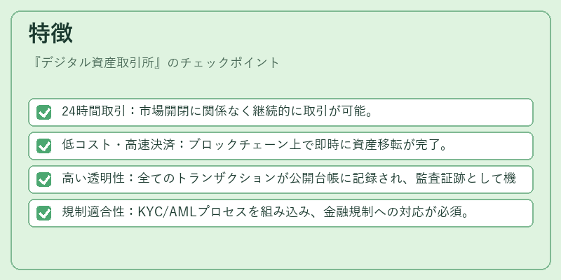 特徴（デジタル資産取引所）の図解