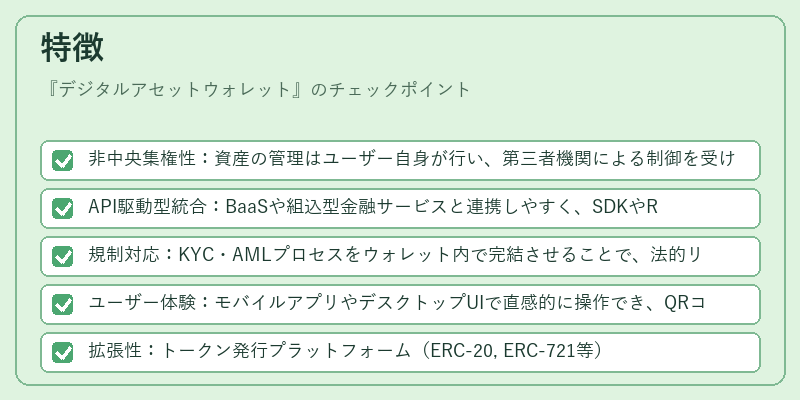 特徴（デジタルアセットウォレット）の図解