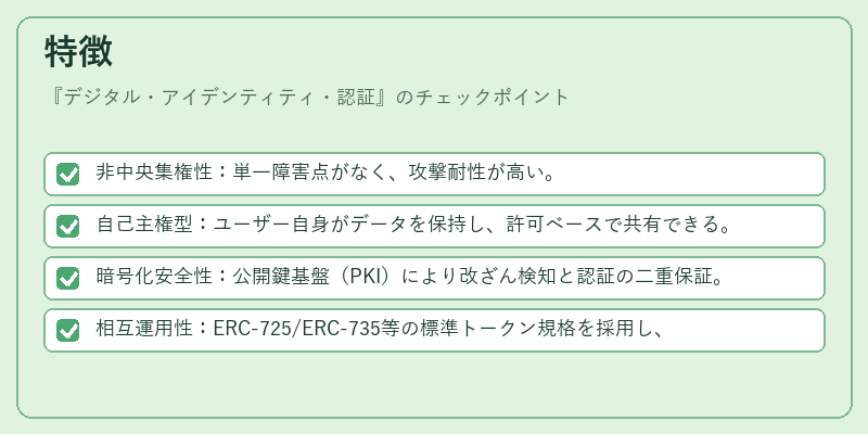 特徴（デジタル・アイデンティティ・認証）の図解