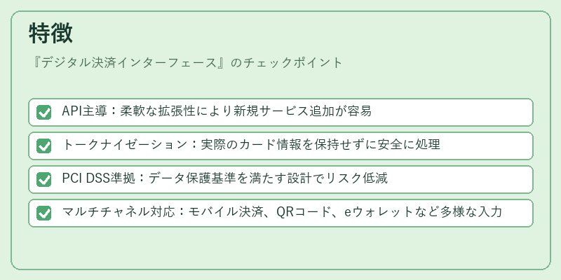 特徴(デジタル決済インターフェース)の図解