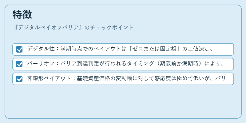 特徴(デジタルペイオフバリア)の図解