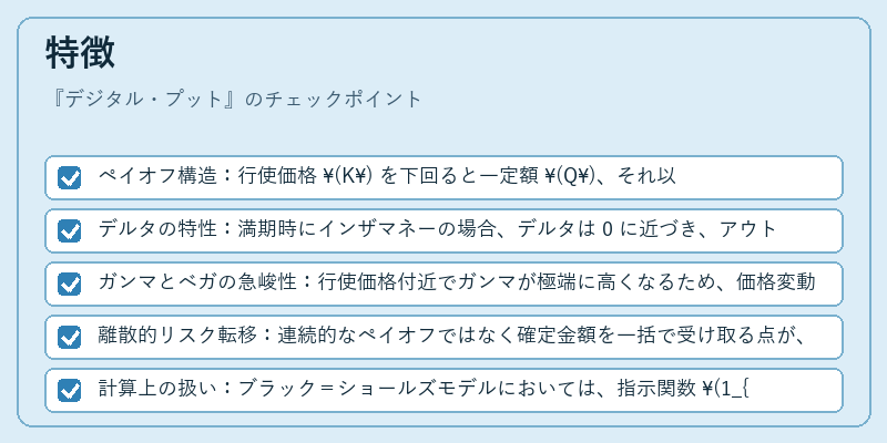 特徴（デジタル・プット）の図解