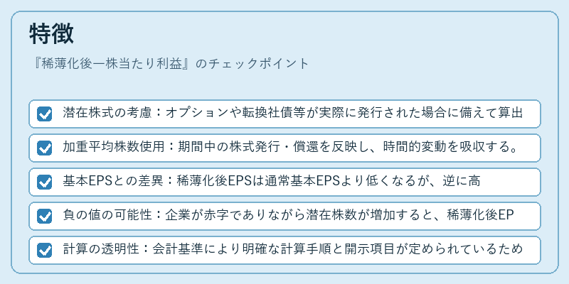 特徴（稀薄化後一株当たり利益）の図解
