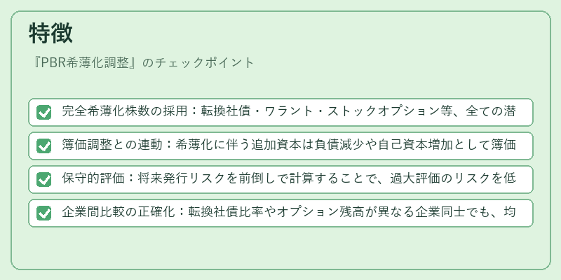 特徴(PBR希薄化調整)の図解