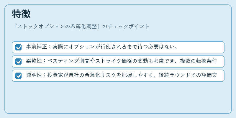 特徴（ストックオプションの希薄化調整）の図解