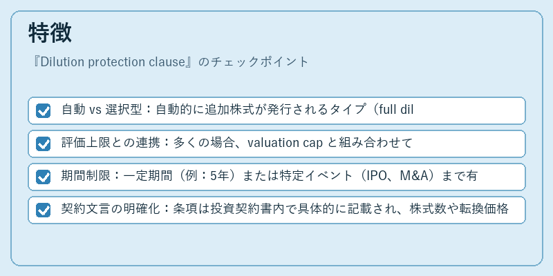 特徴（Dilution protection clause）の図解