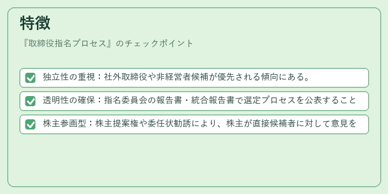 特徴（取締役指名プロセス）の図解