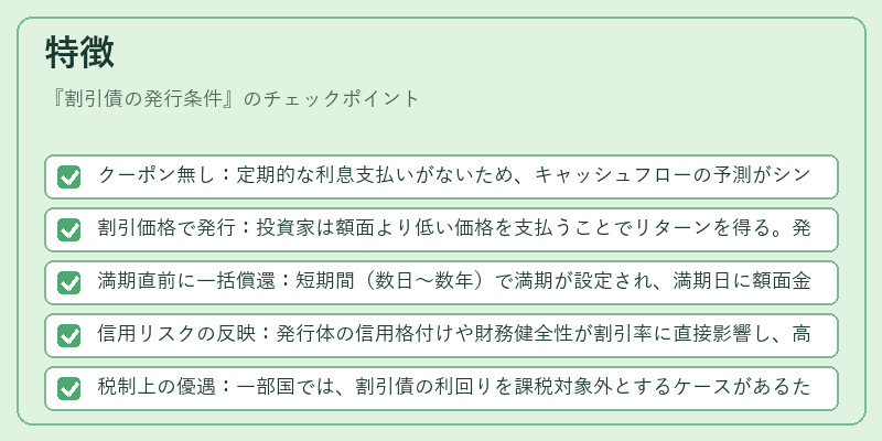特徴（割引債の発行条件）の図解