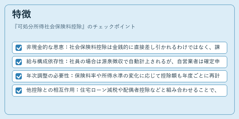 特徴（可処分所得社会保険料控除）の図解