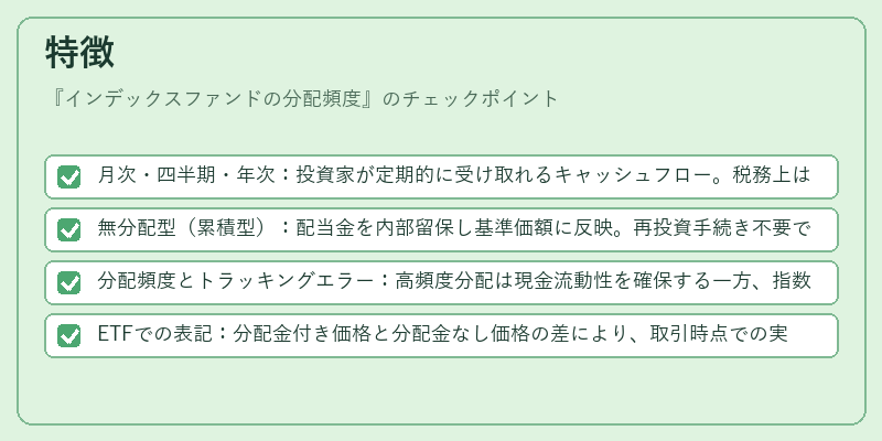 特徴（インデックスファンドの分配頻度）の図解